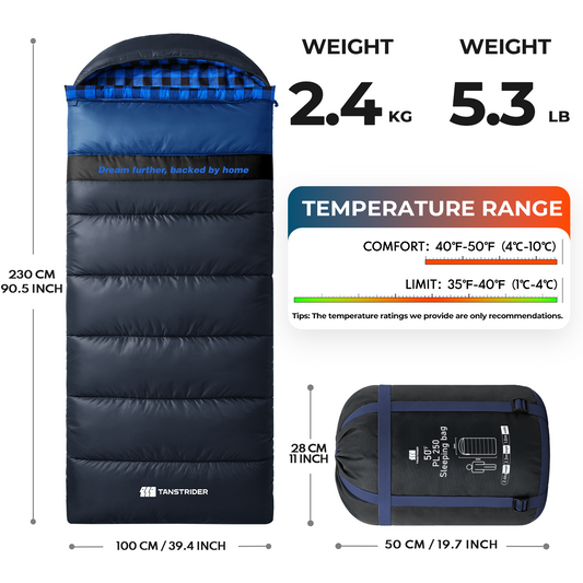 Plaidy Hooded Flannel Camping Sleeping Bag – Blue Plaid