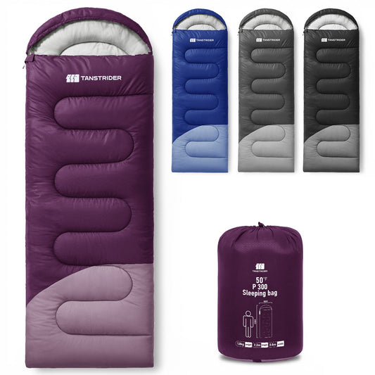 Puff Hooded Camping Sleeping Bag – Purple